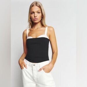 Reformation Black and White Women's “Harlan Knit” Sleeveless Cami Top in size XS
